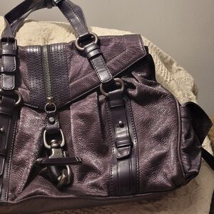 Francesco Biasis Deep Purple Leather Bag